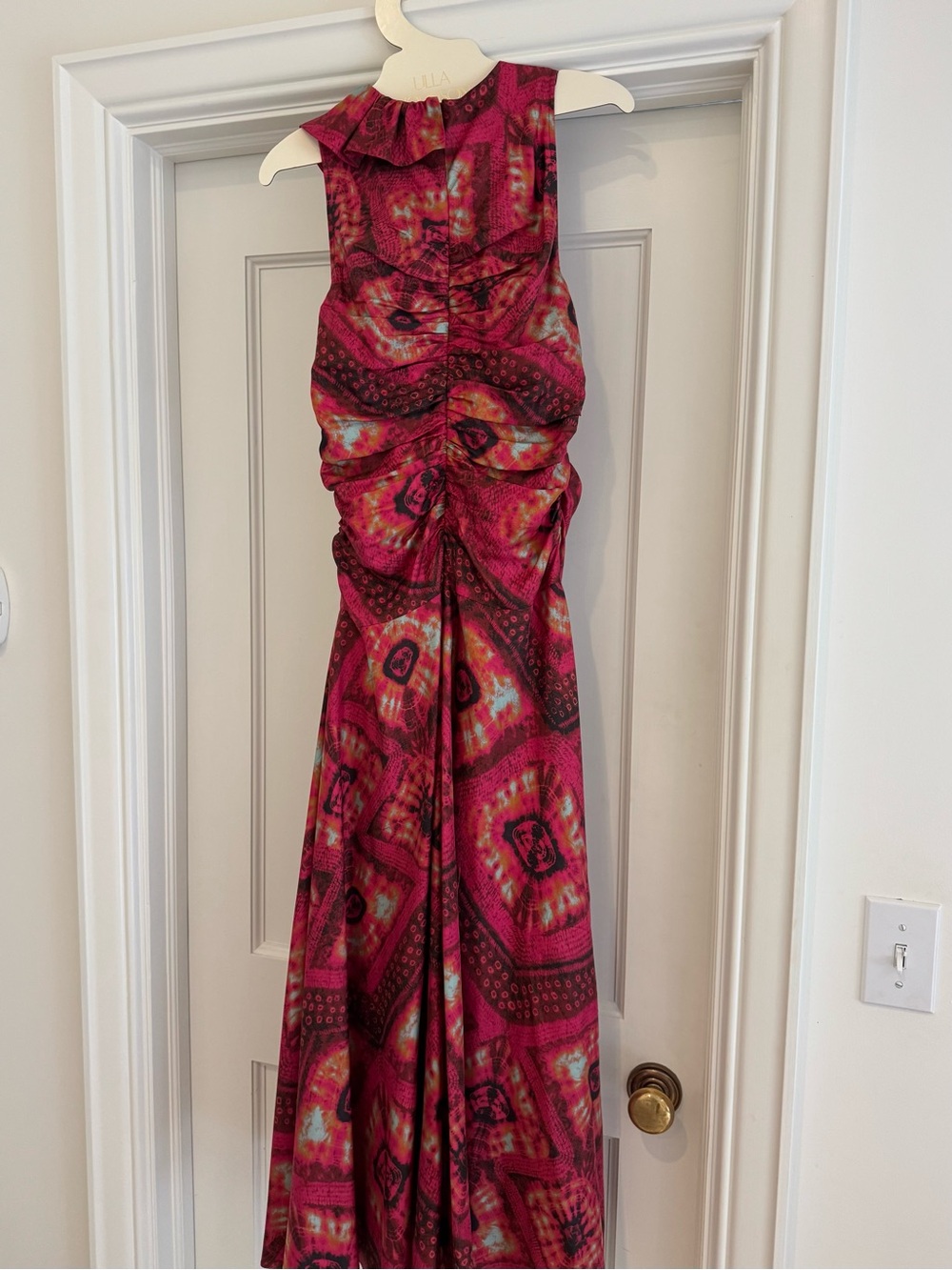 NWT Ulla Johnson Othella 100% Silk Floral Ruffle Midi Dress Pink Sz 4 - Picture 11 of 13